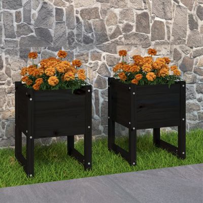 VidaXL Kvetináče 2 ks čierne 40x40x52,5 cm masívna borovica