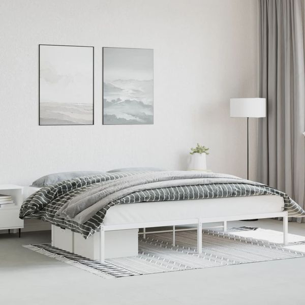 vidaXL Kovový rám postele biely 200x200 cm