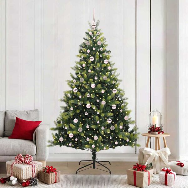 vidaXL Umelý skladací vianočný stromček 300 LED diód Zelená 210 cm