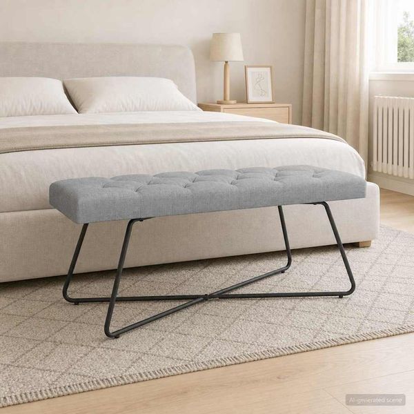 vidaXL Lavica s gombíkovým prešívaním Svetlosivá 110 x 40 x 46 cm