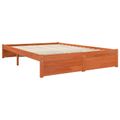 vidaXL Knižnica Posteľový Rám so zásuvkou Vosková Hnedá 200 x 150 cm