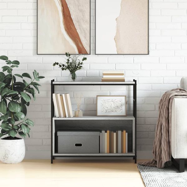 vidaXL Knižnica sivý dub sonoma 80x30x78,5cm kompozitné drevo a železo
