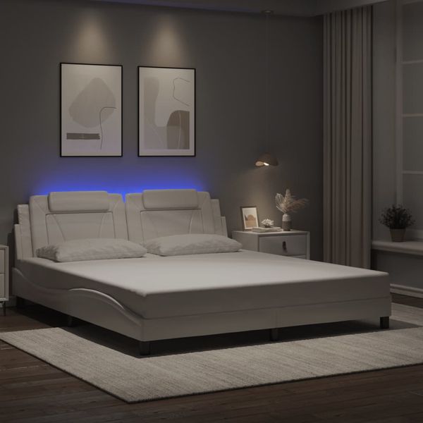 vidaXL Rám postele Viana s LED bez matraca biely 180x200 cm