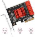 AXAGON PCES-SA6, PCIe riadič - 6x interný SATA 6G port, ASM1166, SP & LP Radic, PCIe x2, 6x interný SATA III, cipset ASMedia ASM1166, vrátane low profile záslepky
