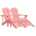 vidaXL 2-miestna záhradná stolička a taburetka Adirondack jedľa ružová