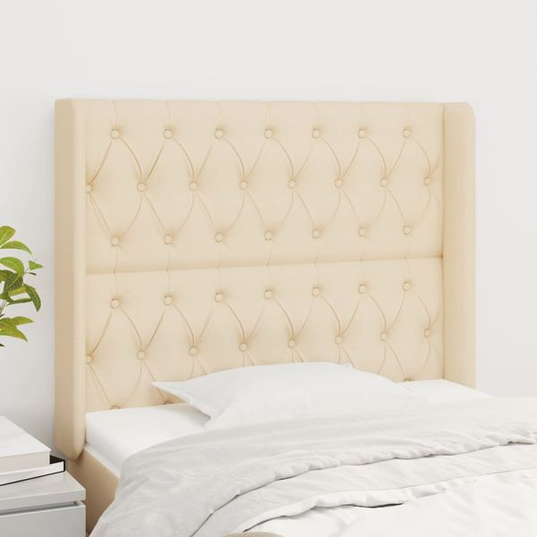 vidaXL Čelo postele so záhybmi krémové 93x16x118/128 cm látka