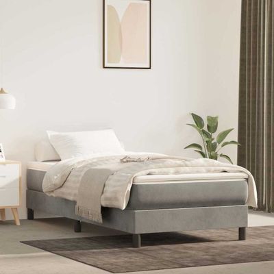 vidaXL Posteľný rám s boxspringom bledosivý 90x190 cm zamat