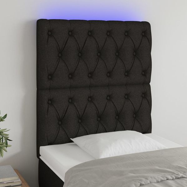 vidaXL Čelo postele s LED čierne 80x7x118/128 cm látka