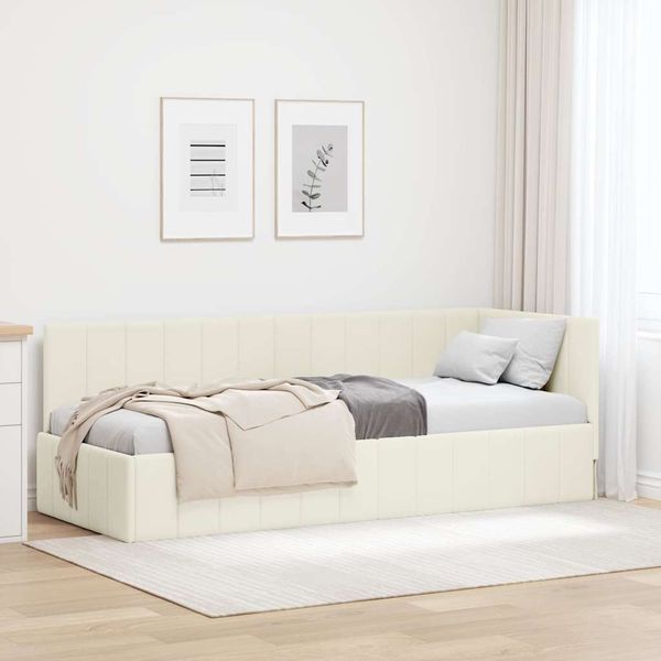 vidaXL Rohový rám postele s čelnou doskou Krémová 80 cm x 200 cm Zamat
