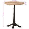 vidaXL Bistro stolík Ø60x76 cm surové mangovníkové drevo