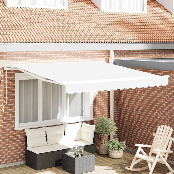 vidaXL Sklopná markíza Biela 350 x 250 cm Tkanina a hliník