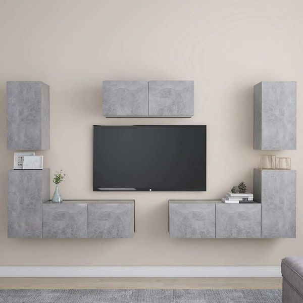 vidaXL 7-dielna súprava TV skriniek betónovo-sivá drevotrieska