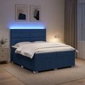 vidaXL LED boxspring posteľ s matracom Modrá 200 x 200 cm Látka