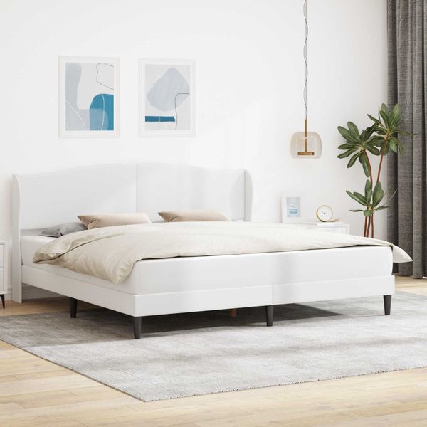 vidaXL Rám postele s čelnou doskou Biela 180 x 200 cm Umelá koža