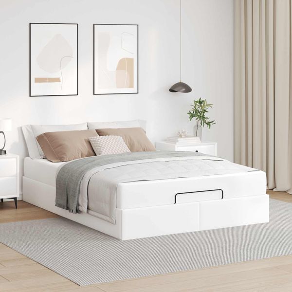 vidaXL Rám postele s matracom Iný 2 pcs Biela PVC