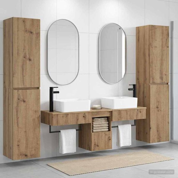 vidaXL Sada kúpeľňového nábytku 5 ks Dub artisan 33 x 34,5 x 160 cm