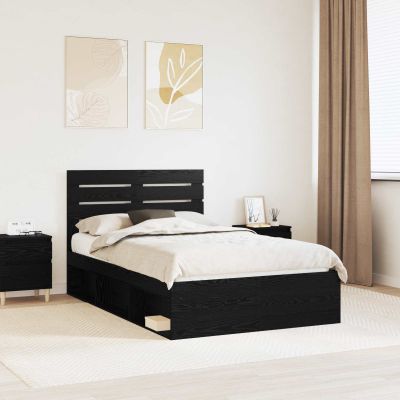 vidaXL Rám postele Čierna 135 x 190 cm Masívne borovicové drevo