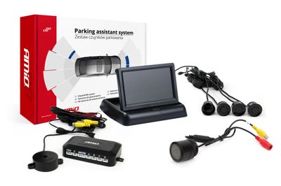 Parkovací asistent 4 senzory čierne TFT02 4,3" s kamerou night vision CAM-301 IR
