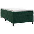 vidaXL Posteľný rám s boxspringom tmavozelený 90x200 cm zamat