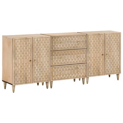 vidaXL Bočné skrinky 3 ks 60x33x75 cm masívne mangovníkové drevo