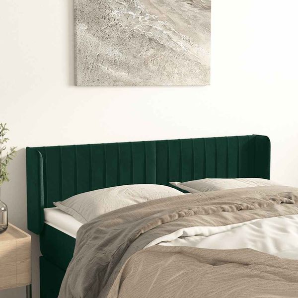 vidaXL Čelo postele so záhybmi zelený 147x16x78/88 cm zamat