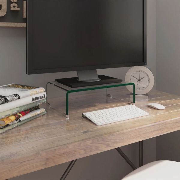 vidaXL TV stojan/stojan pod monitor z priehľadného skla, 40x25x11 cm