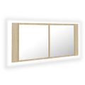 vidaXL LED kúpeľňová zrkadlová skrinka dub sonoma 100x12x45 cm akryl