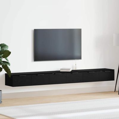vidaXL Závesná skrinka so zásuvkou 2 pcs Čierny dub 102 x 30 x 20 cm