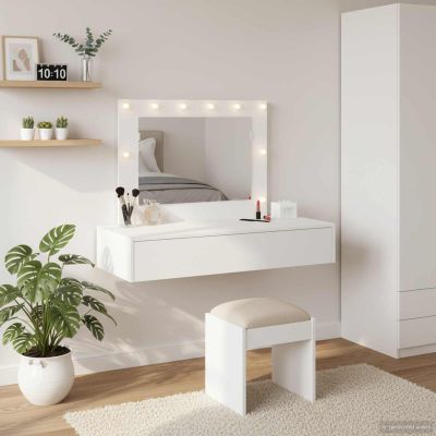 vidaXL Toaletný stolík Biela 100 x 40 x 70 cm Kompozitné drevo