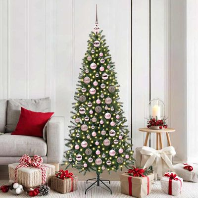 vidaXL Súprava vianočných ozdôb s 300 LED-i 120 pcs Ružová Plast