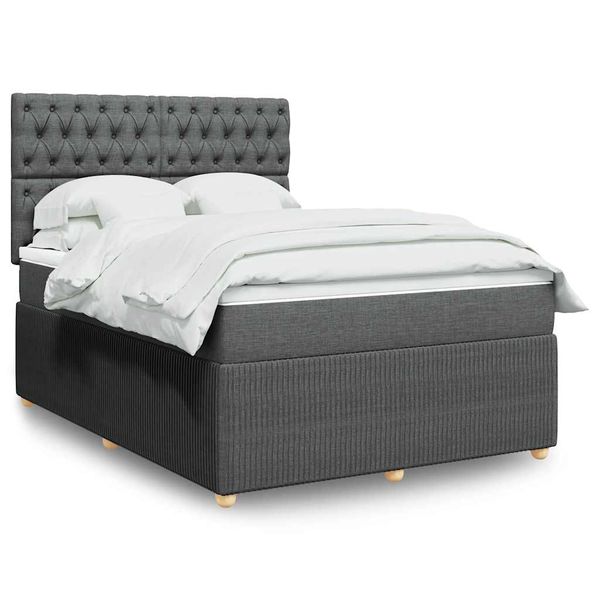 vidaXL Boxspring posteľ s matracom tmavosivá 140x190 cm látka