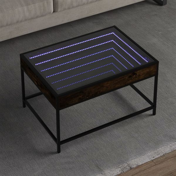 vidaXL Konferenčný stolík s nekonečnými LED dymový dub 70x50x41 cm