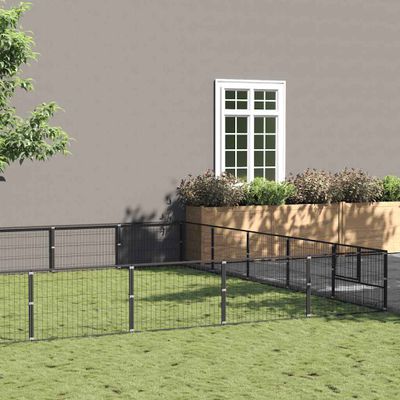 vidaXL Koterec pre psy čierny 35 m² oceľ