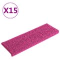 vidaXL Schodové rohože 15 ks 65x21x4 cm ružové s obdĺžnikovým okrajom