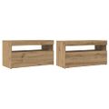 vidaXL TV skrinky s LED svetlami 2 ks dub artisan kompozitné drevo