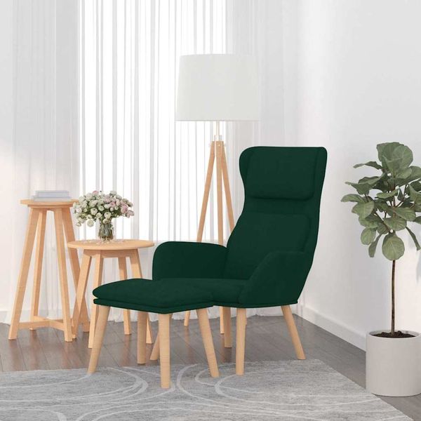 vidaXL Relaxačné kreslo s podnožkou tmavozelené zamat