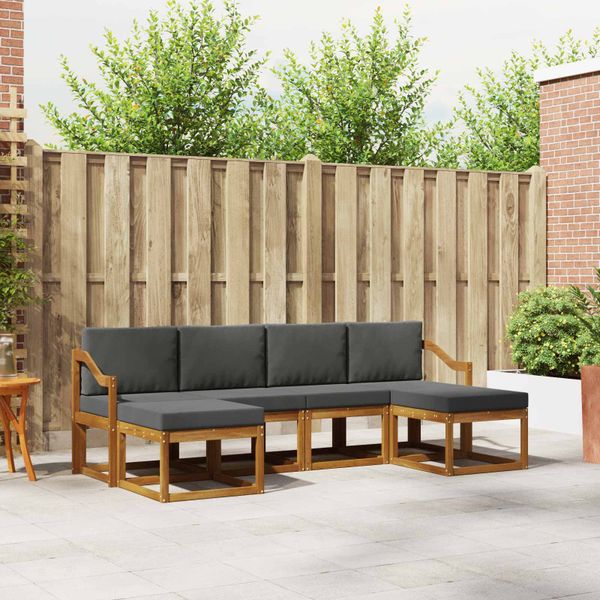 vidaXL Záhradná súprava gaučov s vankúšom 6 pcs Prírodná a antracitová