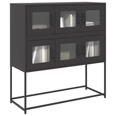 vidaXL Komoda čierna 100,5x39x107 cm oceľ valcovaná za studena