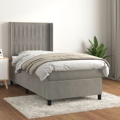 vidaXL Posteľný rám boxsping s matracom bledosivý 80x200 cm zamat