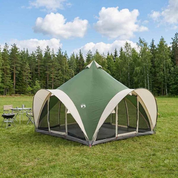 vidaXL Tipi stan so strechou Zelená Pre 6 osôb Polyester a oceľ