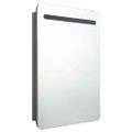 vidaXL LED kúpeľňová zrkadlová skrinka žiarivá sivá 60x11x80 cm