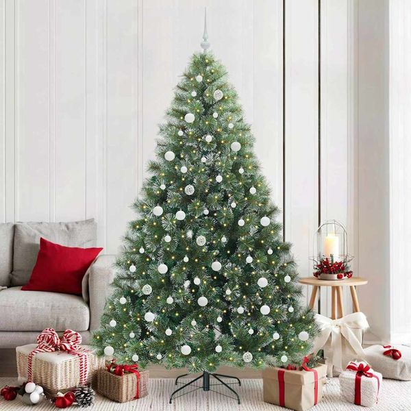 vidaXL Umelý vianočný stromček s 300 LED-i Zelená 210 cm PE a PVC
