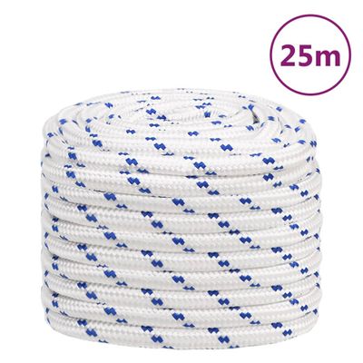 vidaXL Lodné lano biele 20 mm 25 m polypropylén