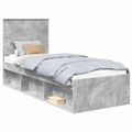 vidaXL Rám postele Betónová šedá 75 x 190 cm Masívne borovicové drevo