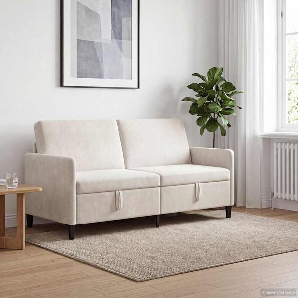 vidaXL Sofa s úložným priestorom Krémová 172 x 78 x 87 cm Polyester