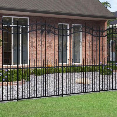 vidaXL Záhradný plot KAMPEN s vrchnou časťou z oštepu čierny 240x175 cm oceľový