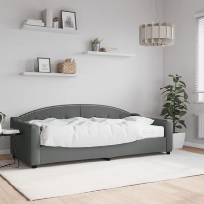 vidaXL Denná posteľ s matracom tmavosivá 90x200 cm látka