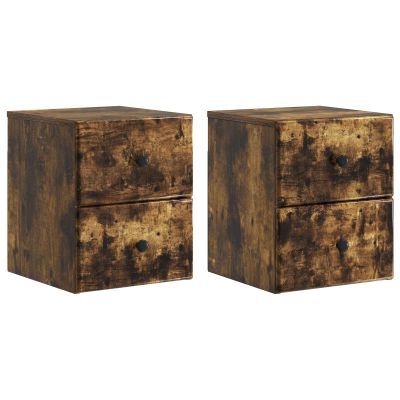 vidaXL Nástenná nočná skrinka 2 pcs Dymový dub 34,5 x 33 x 40 cm