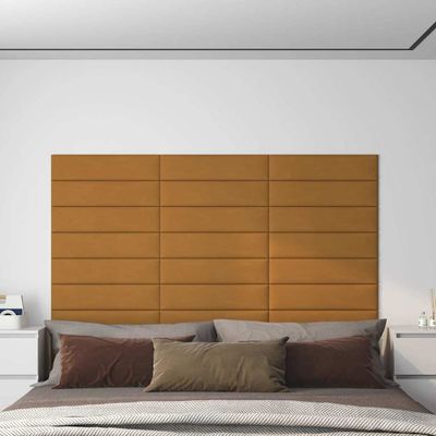 vidaXL Nástenné panely 12 ks hnedé 60x15 cm zamat 1,08 m²