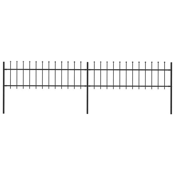 vidaXL Záhradný plot s vrchnou časťou z ocele 359x60 cm čierny